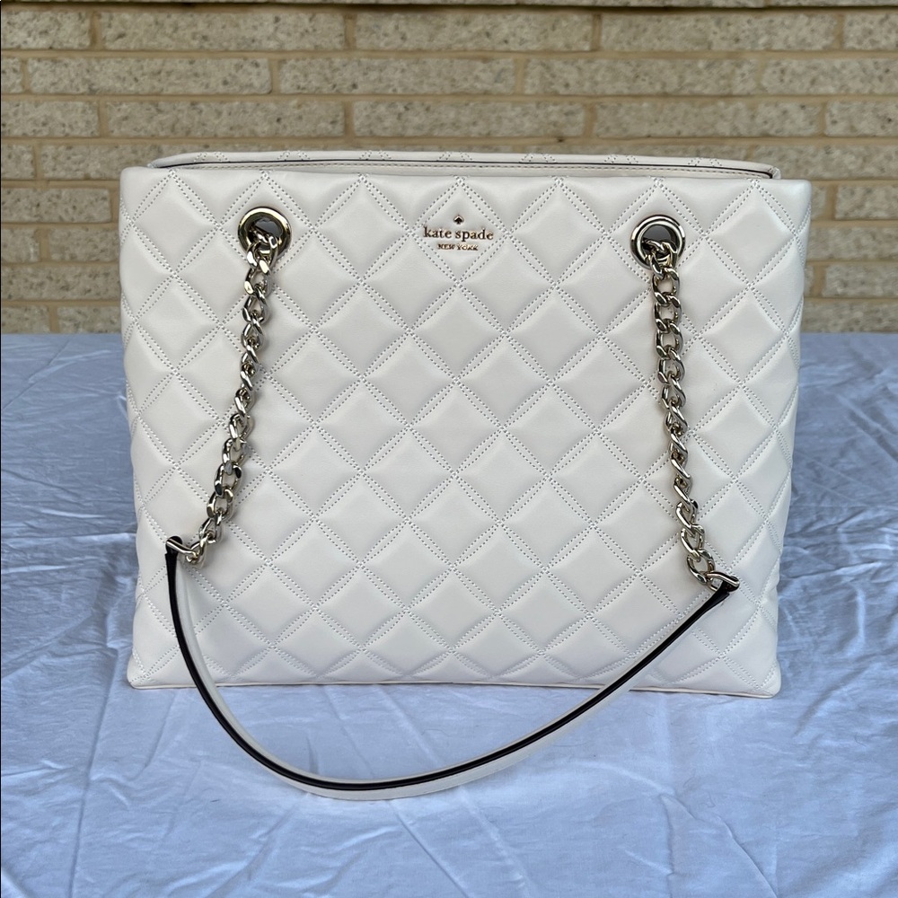 ♠️ Kate Spade Cream Quilted Tote and Wallet Set ♠️ - Picture 2 of 13